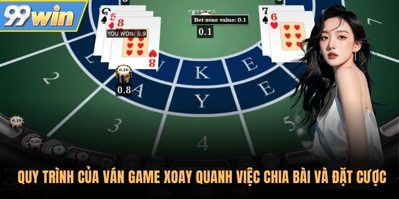 Quy trình của ván game xoay quanh việc chia bài và đặt cược Quy trình của ván game xoay quanh việc chia bài và đặt cược